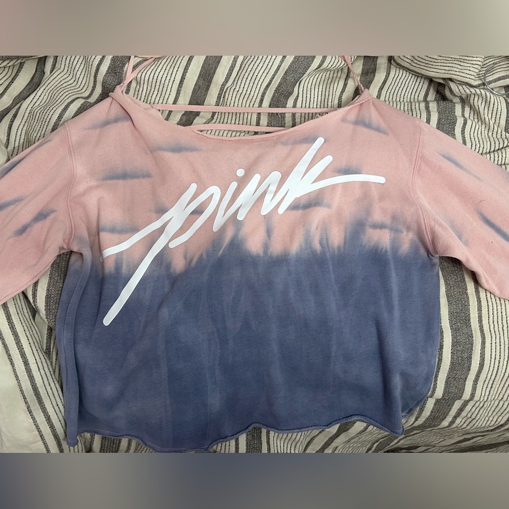 Pink and blue. Pink cropped sweatshirt